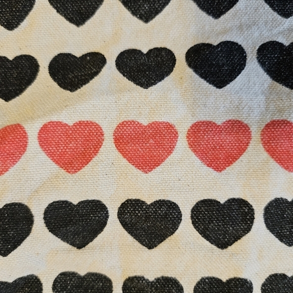 VGUC Vine Street Market Hearts Bag Canvas Reusable Shopping Tote Red Black - Picture 8 of 8